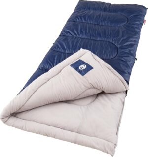 Coleman Brazos Adult Sleeping Bag, Cool Weather, 30°F, No-Snag Zipper | Stay warm in temperatures as low as 30°F, machine washable, includes stuff sack, great for camping, traveling, etc, PFAS free